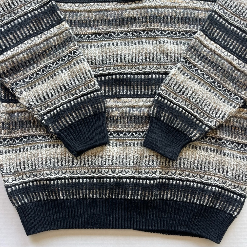 1980s-1990s Vintage Blue and Brown Knitted Pull Over Crew  Mens Size XL - Picture 3 of 14